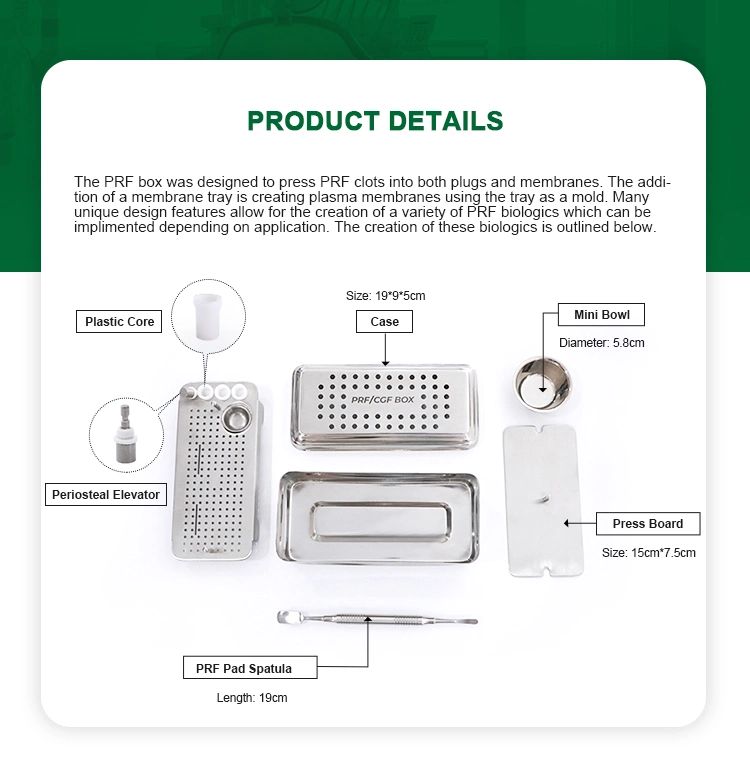 Dental PRF and GRF Box System Platelet Rich Fibrin Implants Instruments